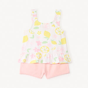 Ensemble court 2 pièces débardeur à volant + short pour bébé fille 