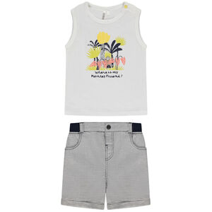 Ensemble court 2 pièces à micro carreaux pour bébé garçon 