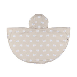 Poncho ludique déperlant imprimé éléphants beige 