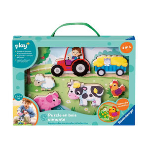 Puzzle en bois aimanté Apprendre à compter à la ferme Play+ 