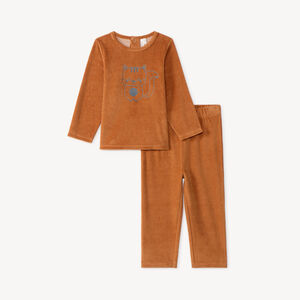 Ensemble de pyjama 2 pièces bébé garçon en velours print fantaisie 