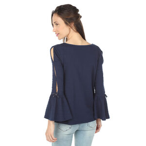 Tee-shirt de grossesse en maille fantaisie avec manches ajourées 