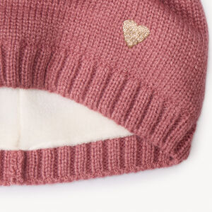 Bonnet à pompons fantaisie et cœur brodé pour bébé fille 