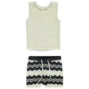 Ensemble en crochet débardeur + short à motifs fantaisie pour bébé fille 