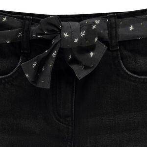 Jean en denim coupe mom fit avec ceinture foulard fantaisie pour fille  