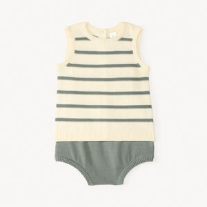 Ensemble 2 pièces débardeur + bloomer en tricot pour bébé garçon 