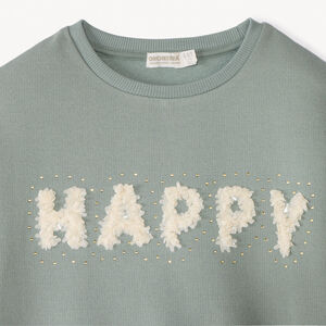 Sweat molleton oversize à motif effet pétales 3D fille 