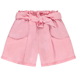 Short taille haute en twill avec ceinture à nouer pour fille 