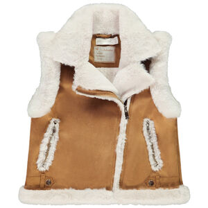 Veste perfecto sans manches effet fausse fourrure pour fille 