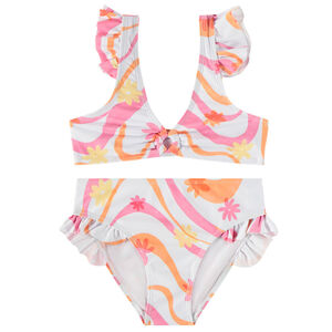 Maillot de bain 2 pièces volanté et imprimé fantaisie pour fille 