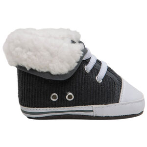 Baskets côtelées avec revers en fausse fourrure  