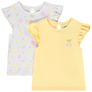 Lot de 2 t-shirts manches courtes volantées en jersey pour bébé fille 