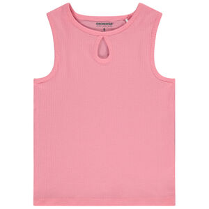 Débardeur uni côtelé à goutte ajourée pour fille 