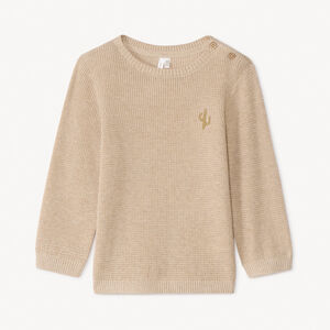 Pull en tricot uni brodé cactus pour bébé garçon 
