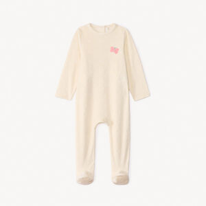 Dors-bien velours effet dévoré motif lapin pour bébé fille avec ouvertures différentes selon l'âge 