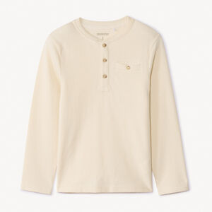 T-shirt manches longues en nid d'abeille et col tunisien pour garçon 