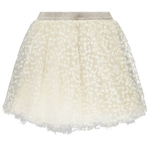 Jupe courte en tulle brodé et taille pailletée pour fille 