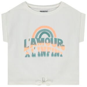 T-shirt manches courtes motif arc-en-ciel en bouclettes fille 