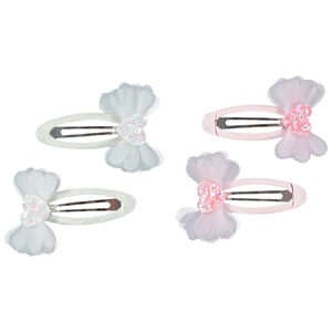 Lot de 4 barrettes à cœur pailleté et ailes fille 