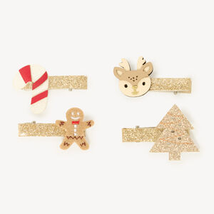 Lot de 4 barrettes festives fille 