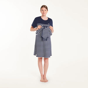 Chemise de nuit et d'allaitement + body esprit marinière 