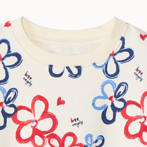 Sweat molleton imprimé fleurs plates pour fille  
