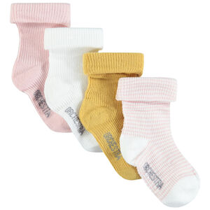 Lot de 4 paires de chaussettes côtelées assorties rose/ocre 
