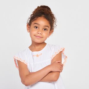 Robe manches courtes en plumetis fille 