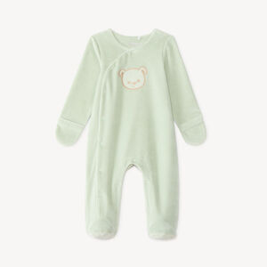 Dors-bien bébé en velours bébé broderie ourson 