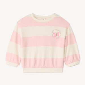 Sweat molleton oversize rayé et brodé pour bébé fille 