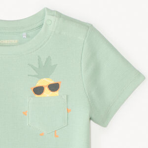 T-shirt manches courtes en maille fantaisie avec poche ludique pour bébé garçon 