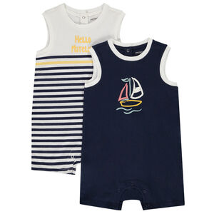 Lot de 2 combinaisons courtes en jersey print voilier pour bébé garçon 