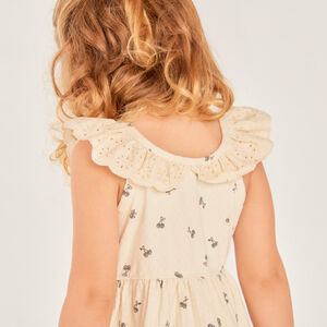 Robe sans manches à col en broderie anglaise imprimé cerises pour fille 