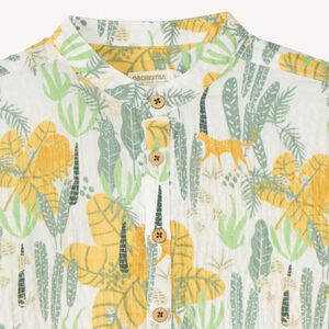 Chemise manches courtes col mao imprimé jungle pour garçon 