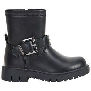 Bottes noir à zip avec bride à strass et boucle pour fille 