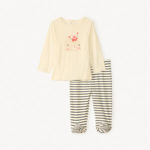 Pyjama léger 2 pièces chat pour bébé fille avec finitions différentes selon l'âge 