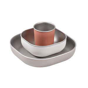 Coffret repas en inox 3 pièces terracotta 