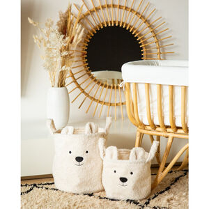 Lot de 3 paniers de rangement Teddy Ecru 