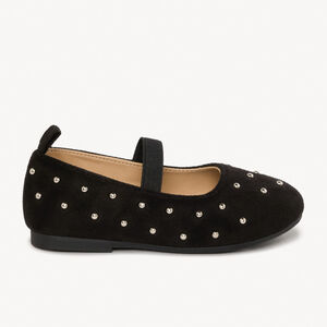 Babies noire avec élastique et rivets argenté pour fille 