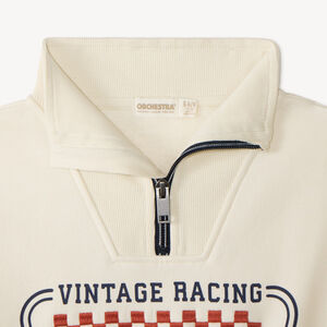 Sweat col zippé garçon motif vintage racing 