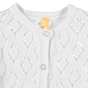 Gilet en maille ajourée et boutons pailletés 