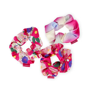 Set de 3 chouchous scrunchies pour cheveux Flowers 