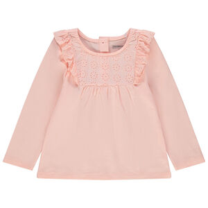 T-shirt manches longues à broderie anglaise en coton pour bébé fille 