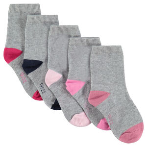 Lot de 5 paires de chaussettes unies avec bout et talon contrastés 