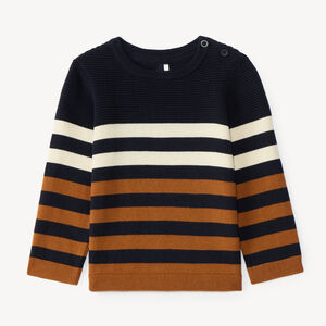 Pull en tricot rayé effet bi-matière enfant 