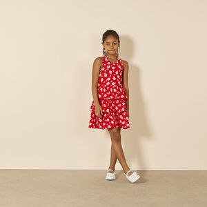 Robe sans manches imprimée et volantée à dos croisé pour fille 
