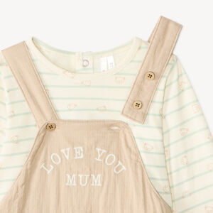 Ensemble bébé garçon salopette + t-shirt manches longues motif ourson 