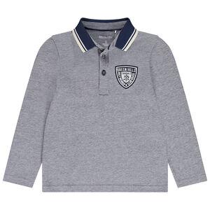 Polo manches longues patch blason pour garçon 