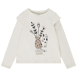 T-shirt manches longues en jersey print chat pour fille 