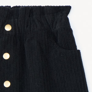 Jupe en velours côtelé avec boutons décoratifs pour fille 